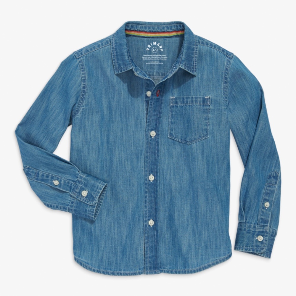 NWT Primary long sleeve chambray button down Size 12